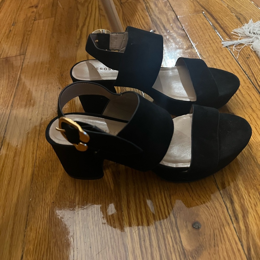 Aerosoles Camera Black Suede Platform Heels
